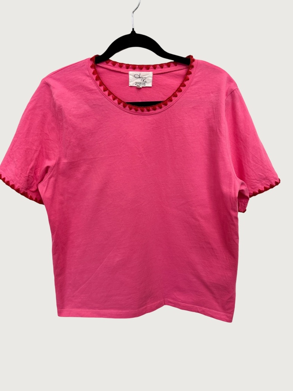 AMERICA AND ROSA |  Pink Short Sleeve Tee with Trim